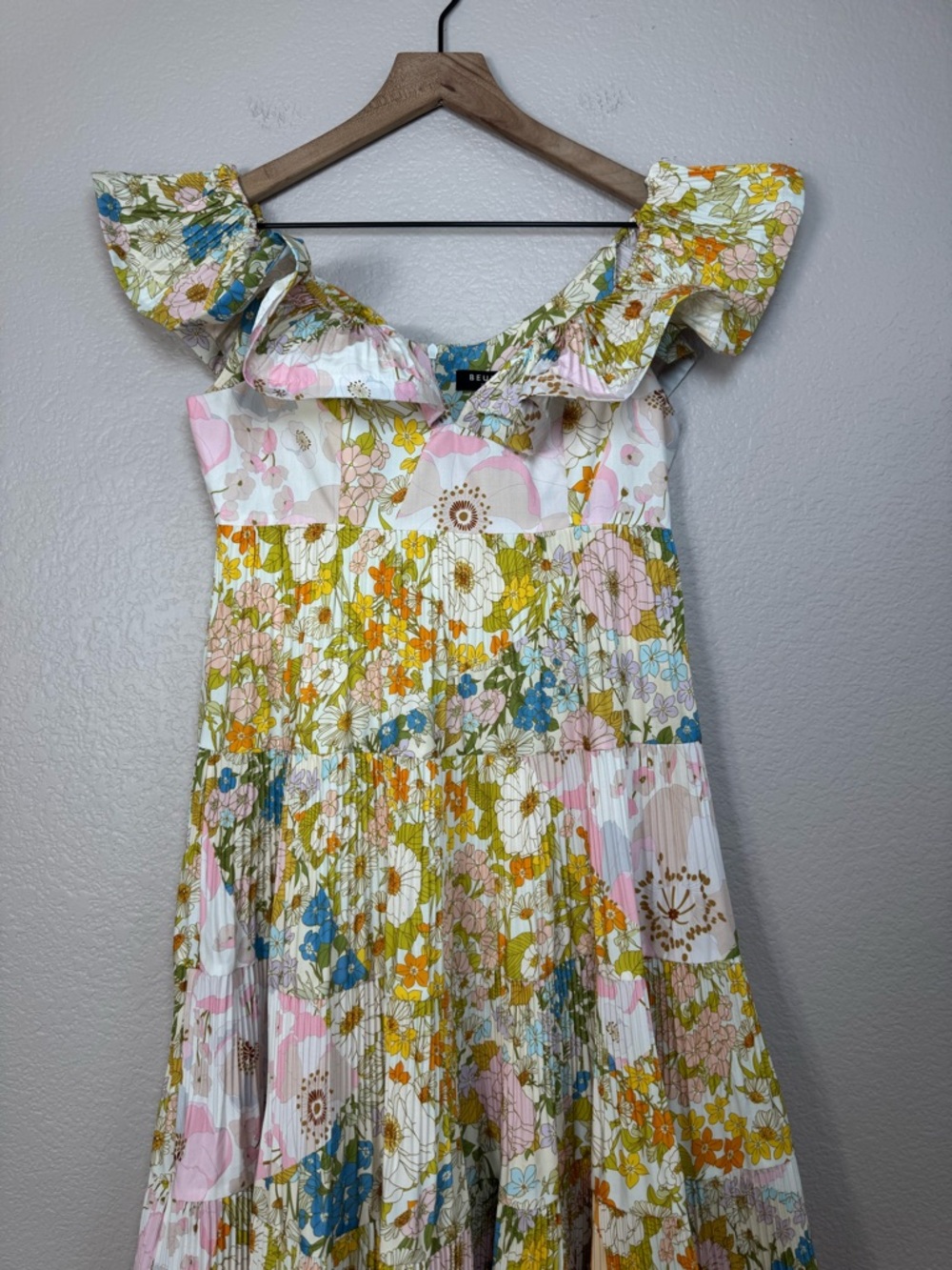 Beulah Style Melody Floral Print Tiered Ruffle Pleated Midi Dress Small $231 - Picture 12 of 15